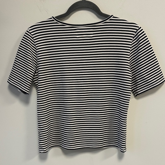 Current/Elliott Sz 2 Leighton Stripe Half Zip Tee - Picture 6 of 9